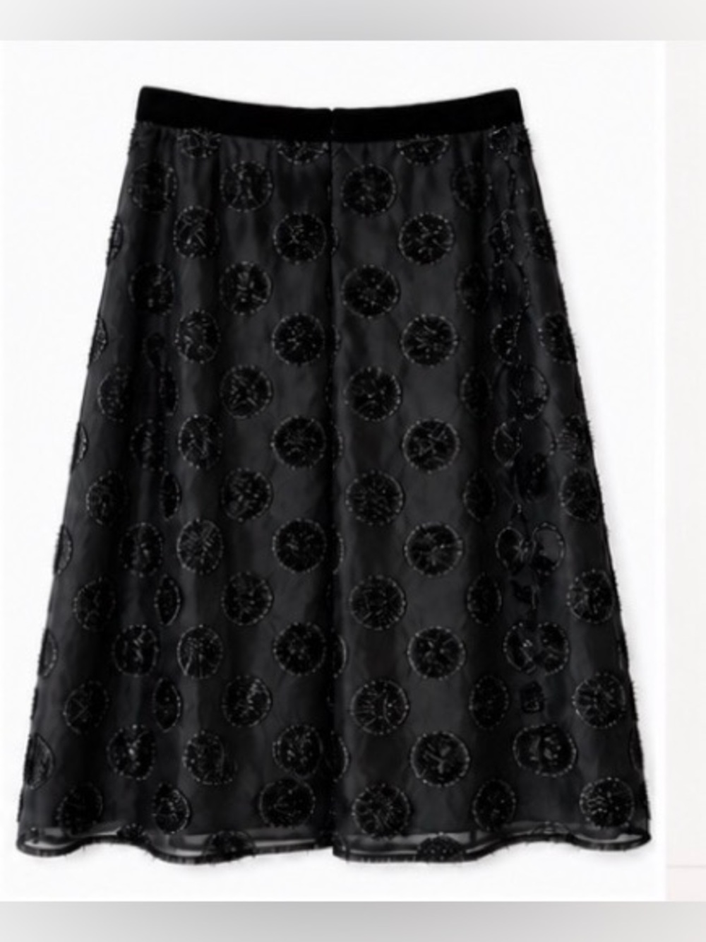 [Talbots RSVP] Black Polka Dot Sheer Overlay Skirt Size 4 Textured A-Line Party - Picture 2 of 9